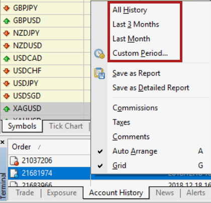 View your trade history in MetaTrader 5 5